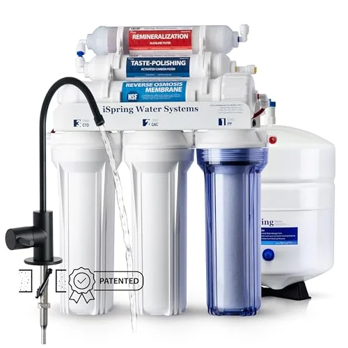 iSpring RCC7AK-BLK alkaline 6-stage reverse osmosis system with black faucet